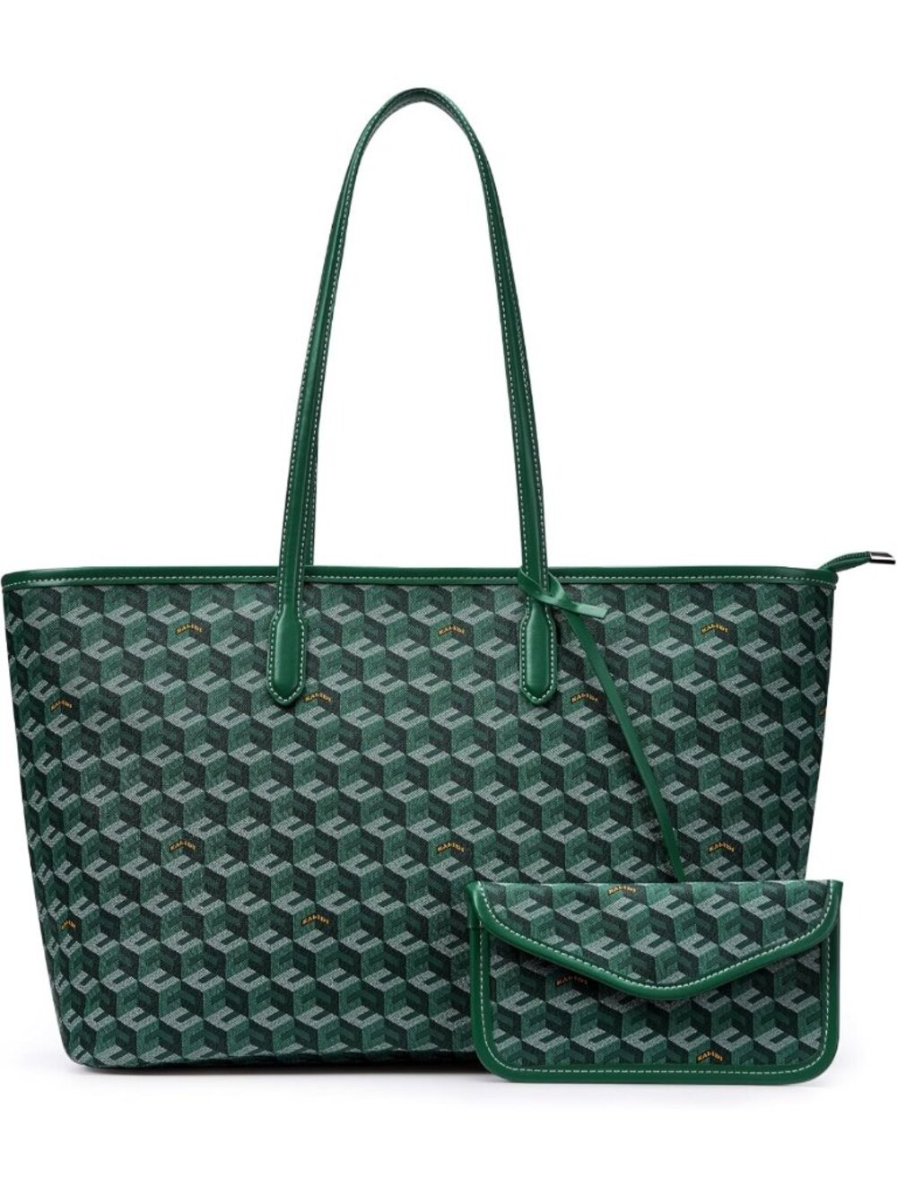 Stylish 3D Cube Tote Bag - Monogram Print Leather Weekender Shopper Handbag